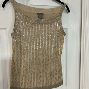 Ann Taylor Metallic Gold Knit Top
